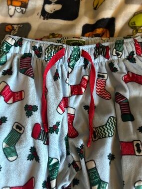 Light Blue Holiday Stocking Print Women's Pajama Pants by Narrow River